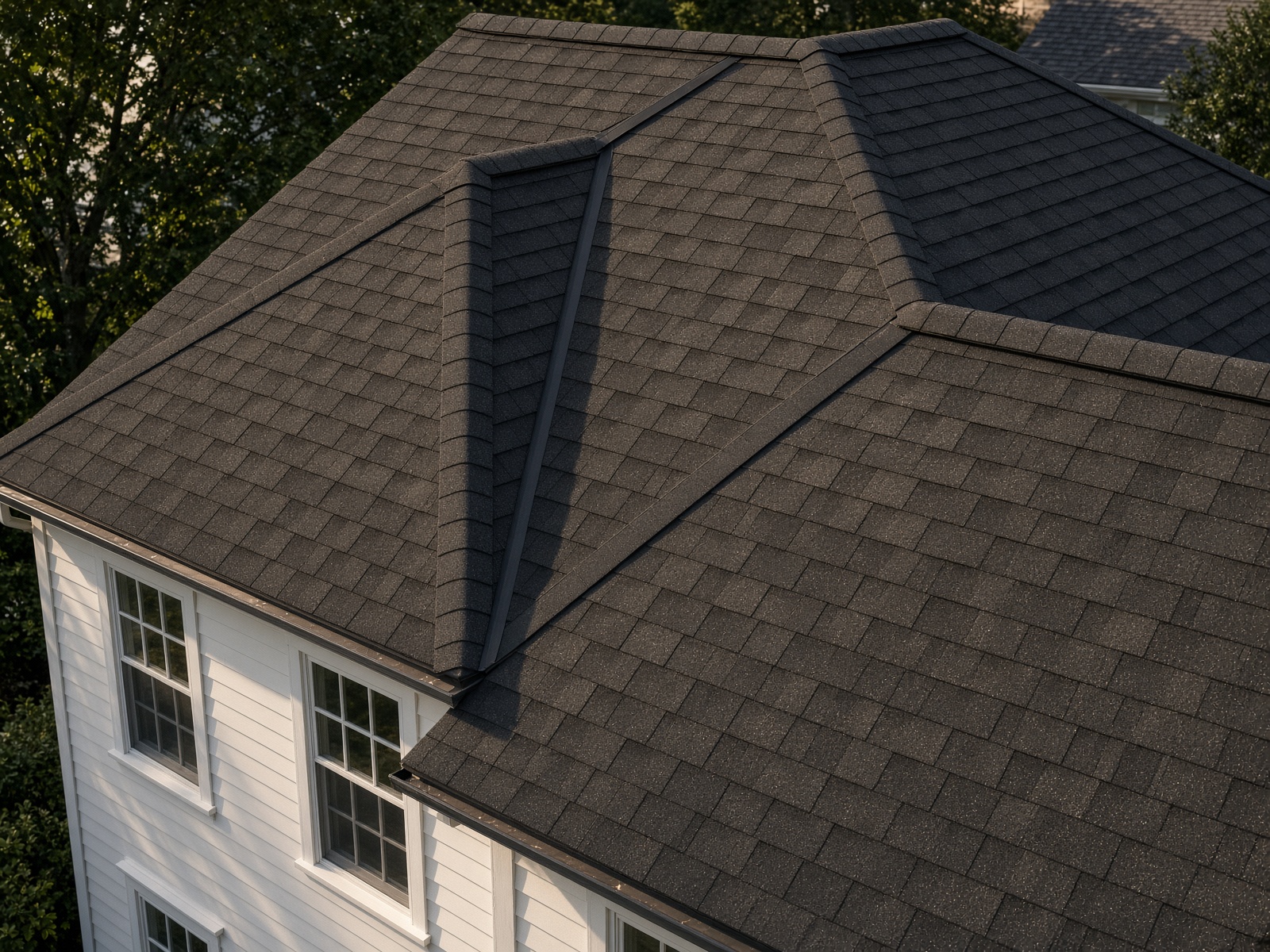 Dimensional architectural shingles on a Connecticut colonial