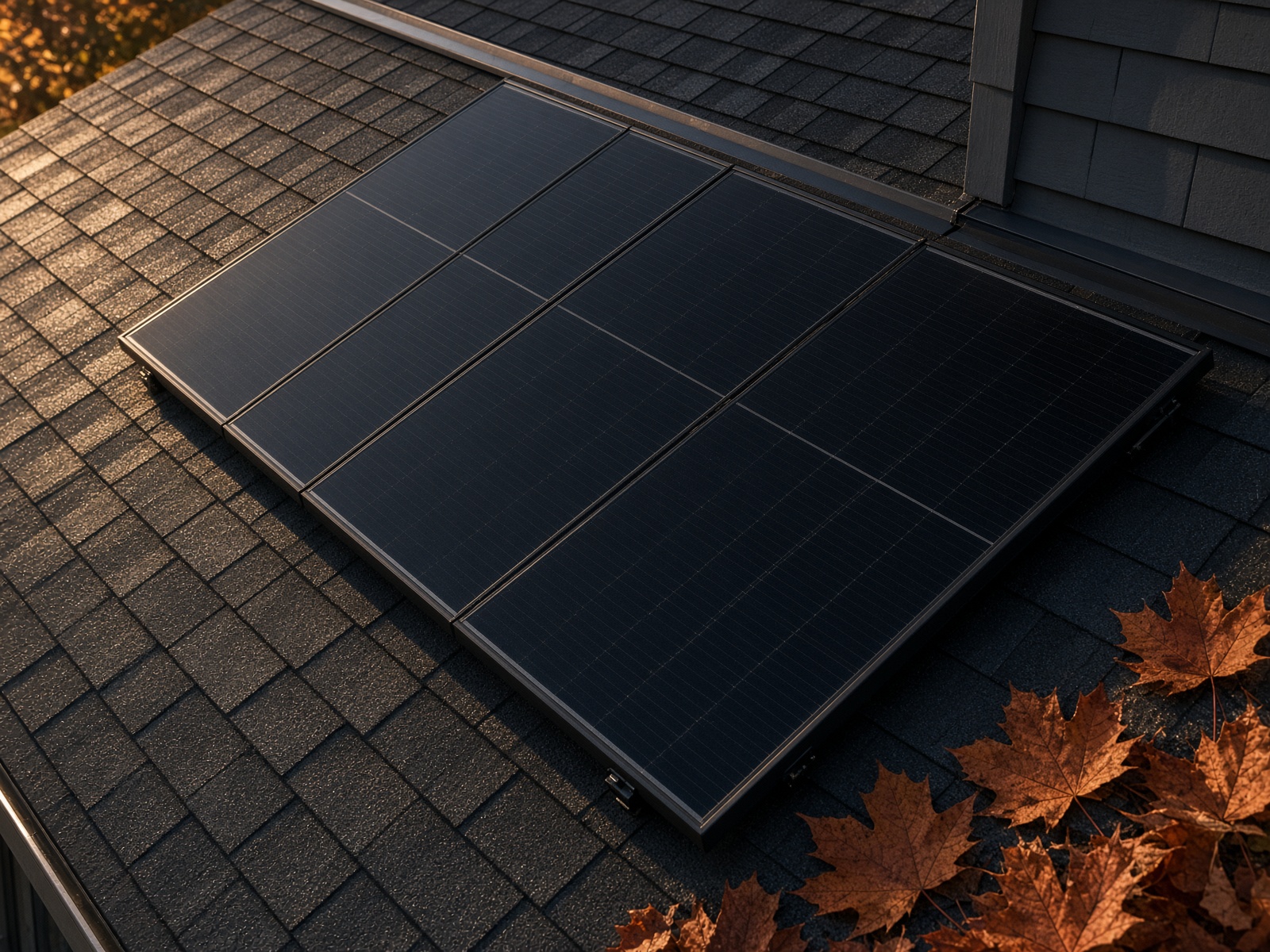 All-black solar modules on a New England roof